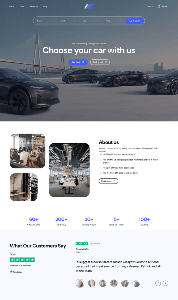 Dealership website preview